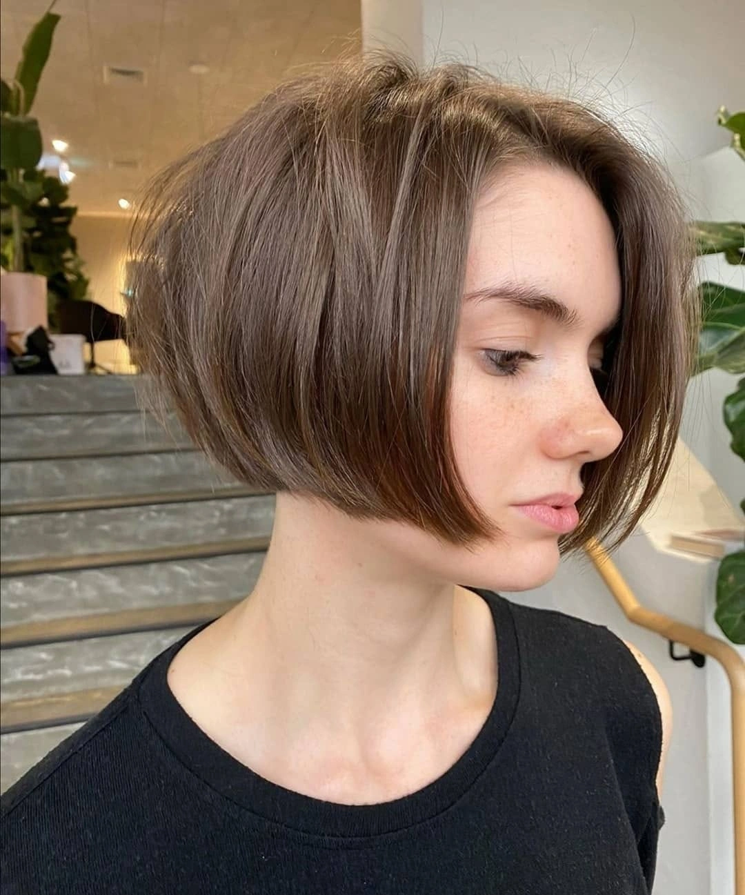 trendy a-line bob haircuts Soft Brunette A-Line Bob With Face-Framing Layers