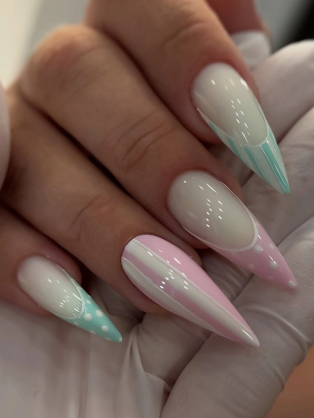 trendy almond nails 2027 - Milky White and Pastel Pink Almond Nails