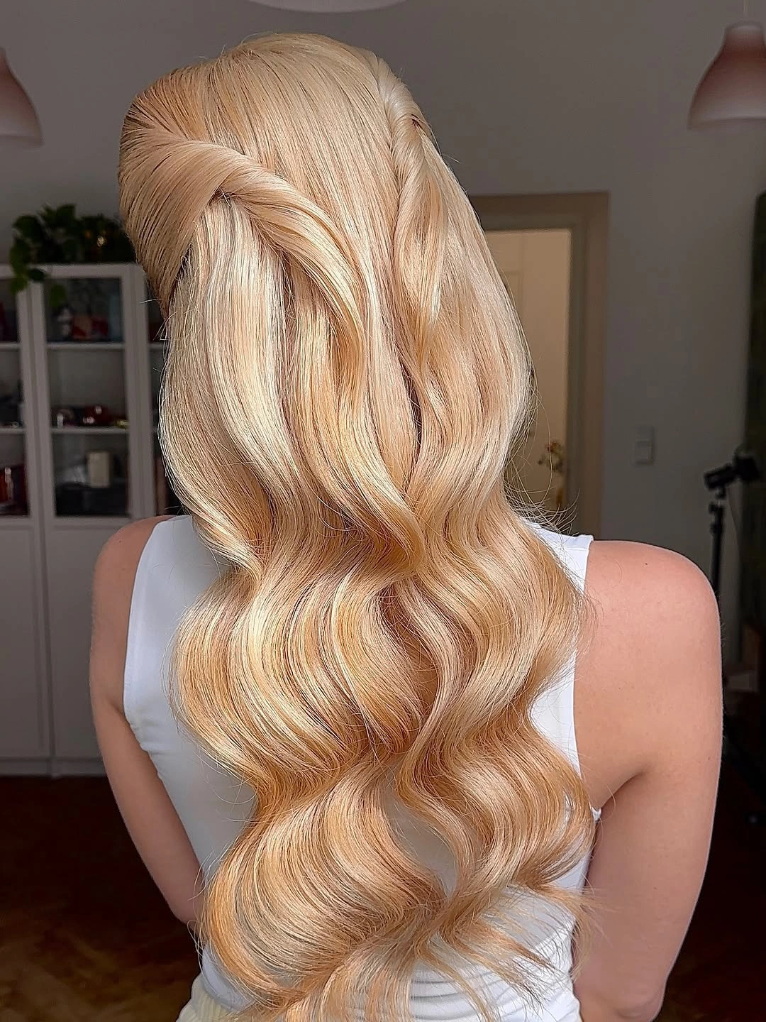 up hairstyle for every occasion Twisted Half-Up With Long Hollywood Waves