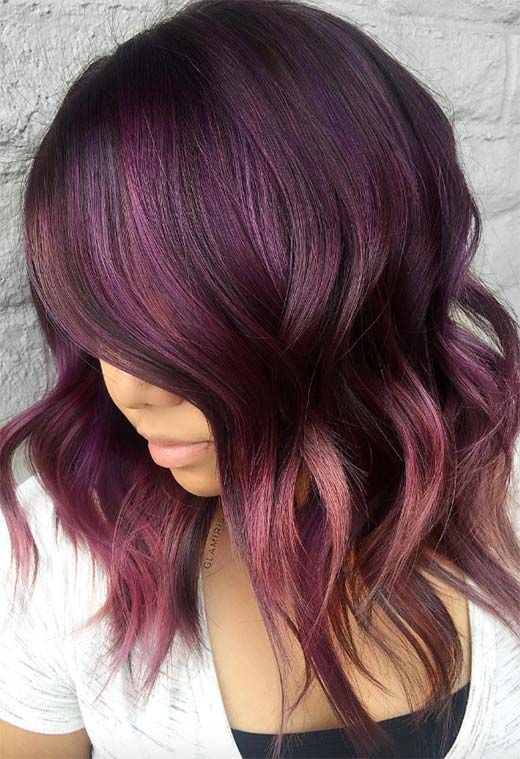 Plum To Pinkish-Purple Ombre Plum To Pinkish-Purple Ombre β Plum Hair Color