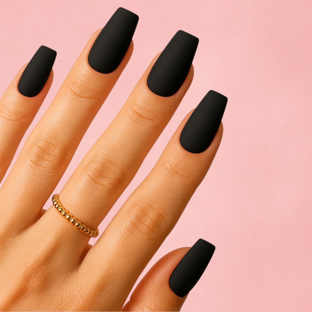 Solid Matte Black Medium Coffin Nails Solid Matte Black Medium Coffin Nails β Winter Matte Nails