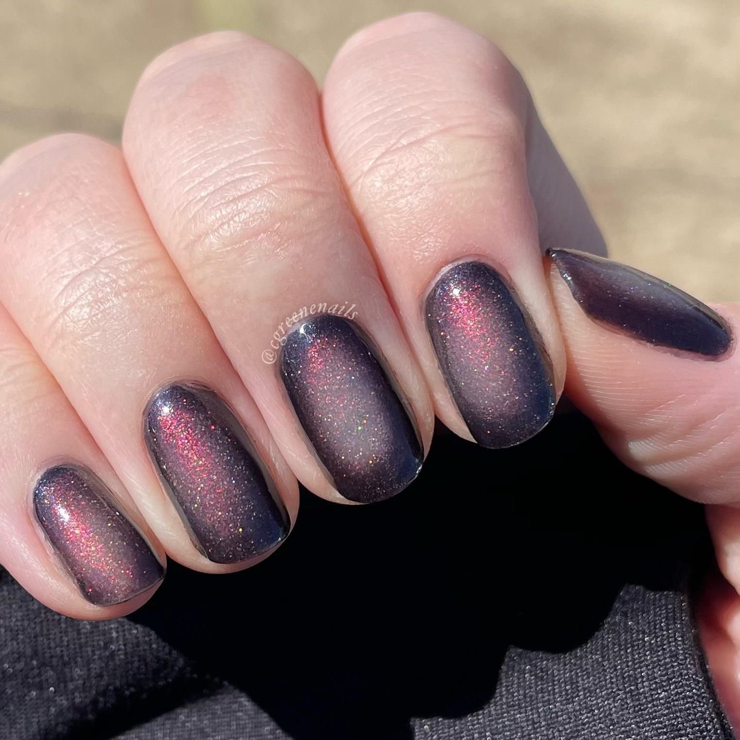 Charcoal with Red & Pink Shimmer Charcoal with Red & Pink Shimmer β Winter Aura Nails