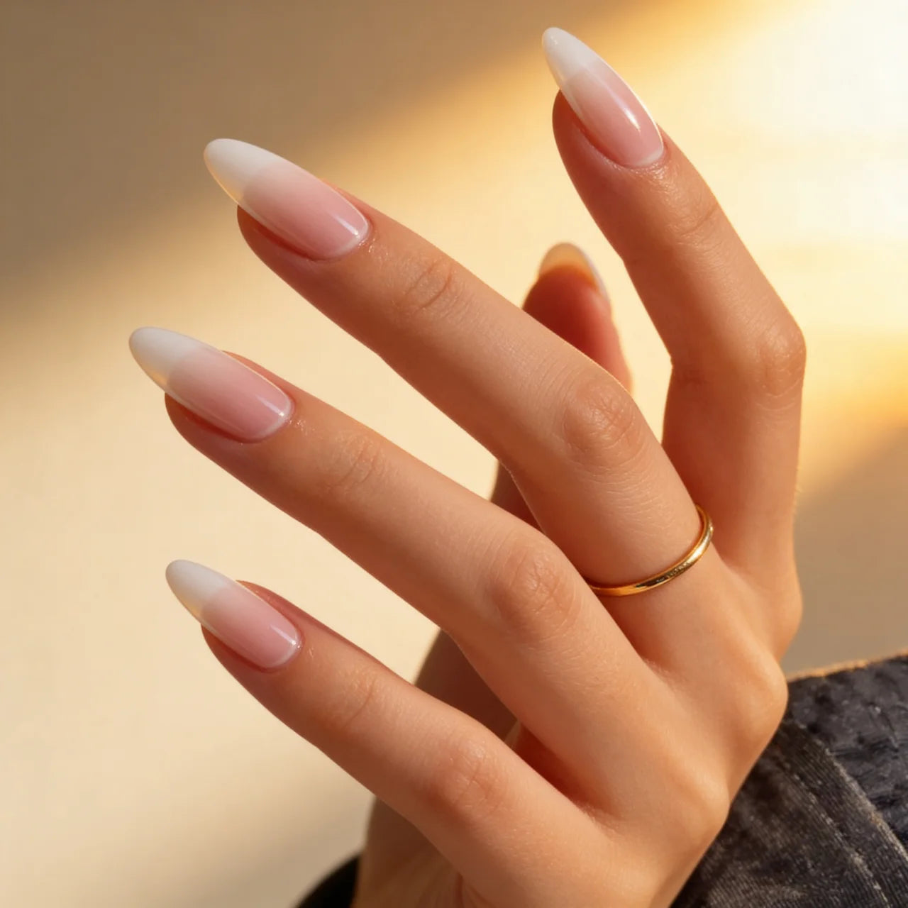 Soft Ombre French Almond Nails Soft Ombre French Almond Nails โ Winter Almond Nails