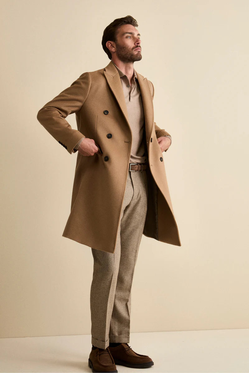 Refined Camel Overcoat with Tweed Trousers Refined Camel Overcoat with Tweed Trousers β Winter Outfits for Men