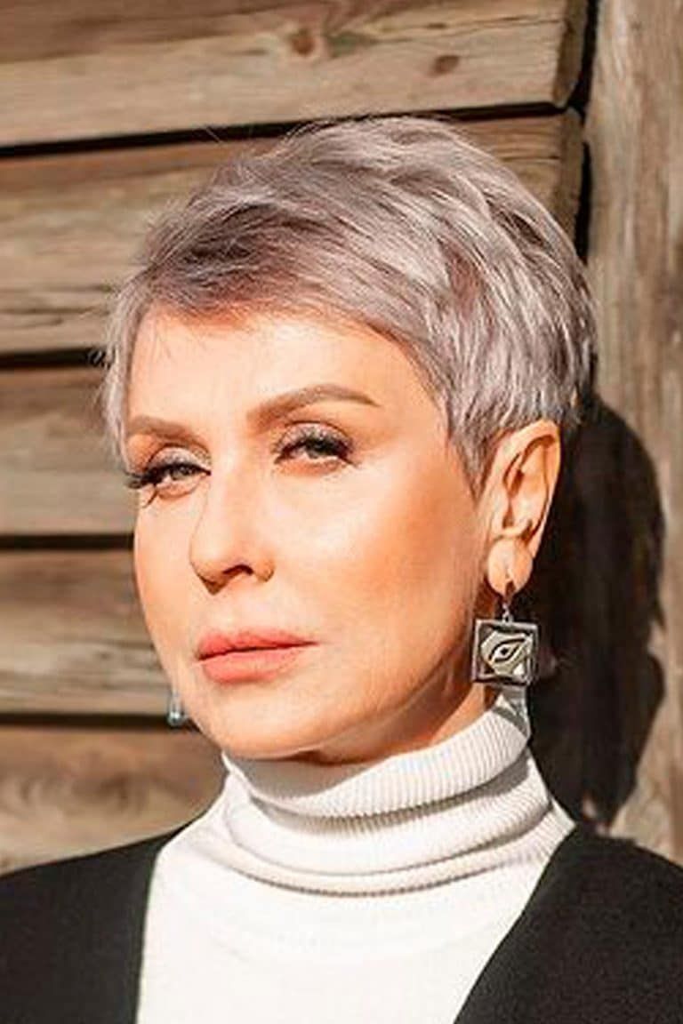 Textured Ash Blonde Pixie Cut — Winter Hair Colors for Women Over 60