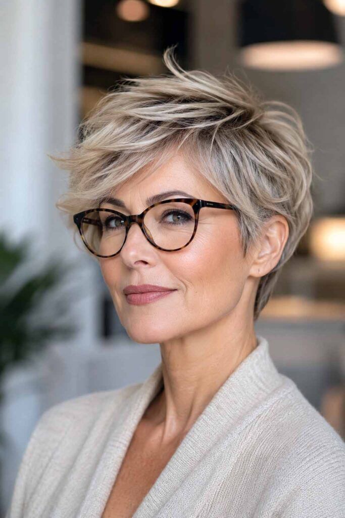 Ash Blonde Pixie with Platinum Ash Blonde Pixie with Platinum β Winter Hair Colors for Women Over 50