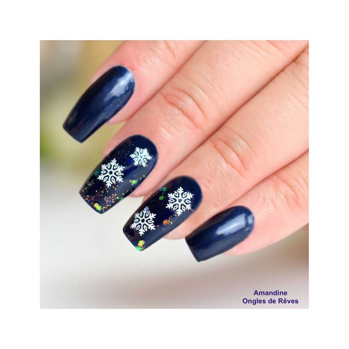 Navy Blue Glitter Snowflakes Navy Blue Glitter Snowflakes β Winter Nail Art