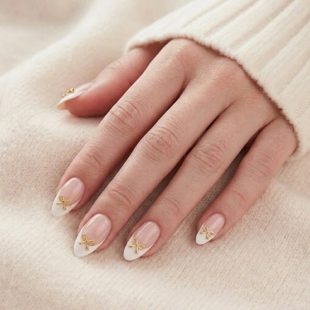 Glossy Visual Idea Glossy Visual Idea β Winter Bow Nails