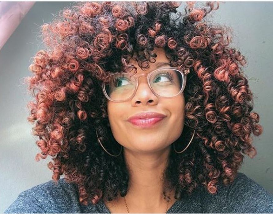 Dark Brown With Copper Rose Gold Highlights — Winter Hair Colors for Curly Hair
