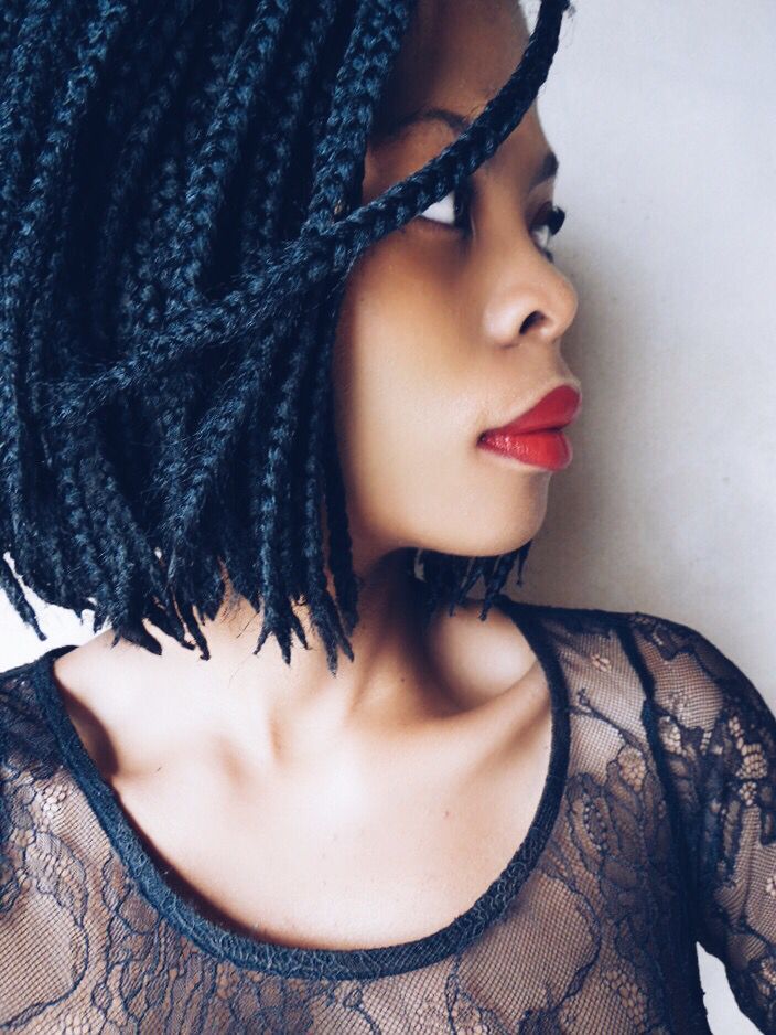 Side Parted Black Box Braids Bob — Winter Braided Hairstyles