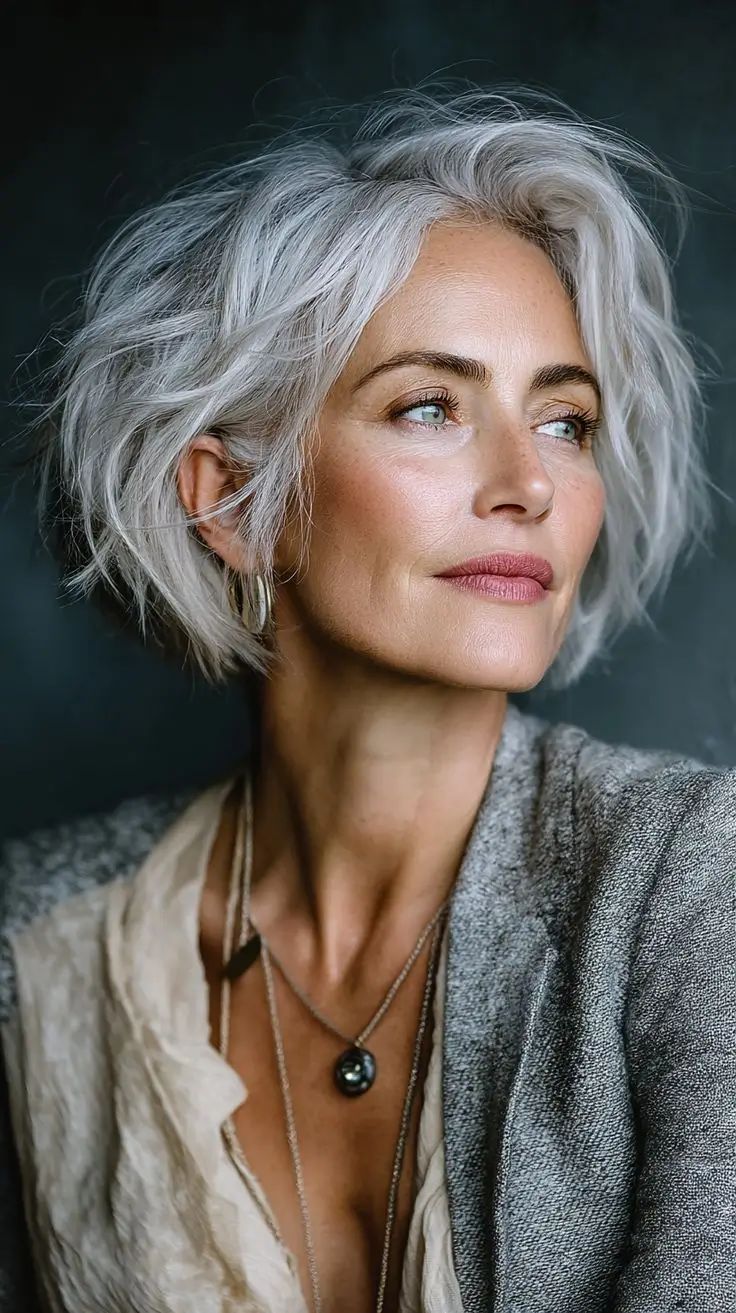 Ash Blonde Layered Bob with Soft Waves — Winter Haircuts for Women Over 40