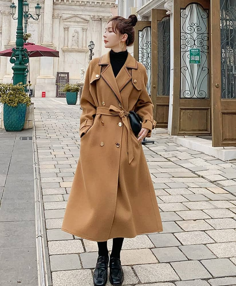 Longline Camel Trench Coat with Black Turtleneck for Chic Casual — Winter Outfits for Warm Weather