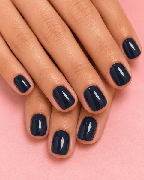 Glossy Navy Blue Squoval Nails Glossy Navy Blue Squoval Nails β Navy Blue Nails