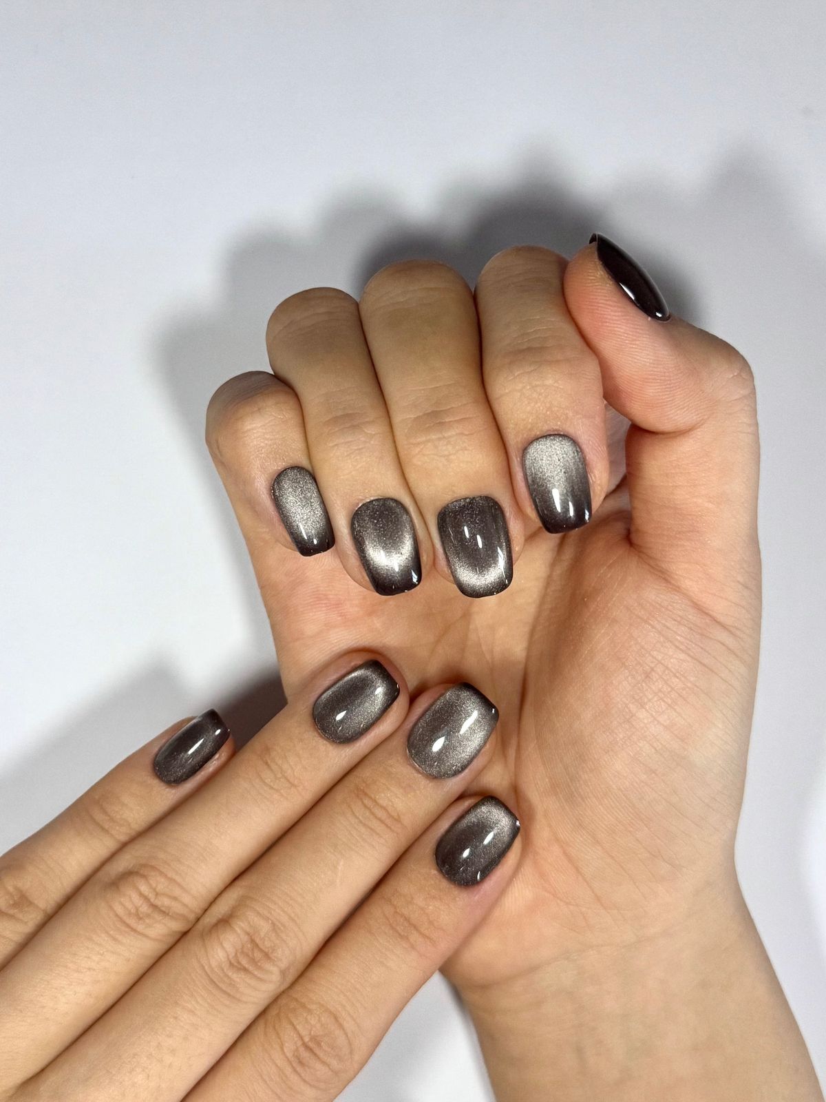 Dark Brown Cat Eye Magnetic Square Nails Dark Brown Cat Eye Magnetic Square Nails β Mocha Nails
