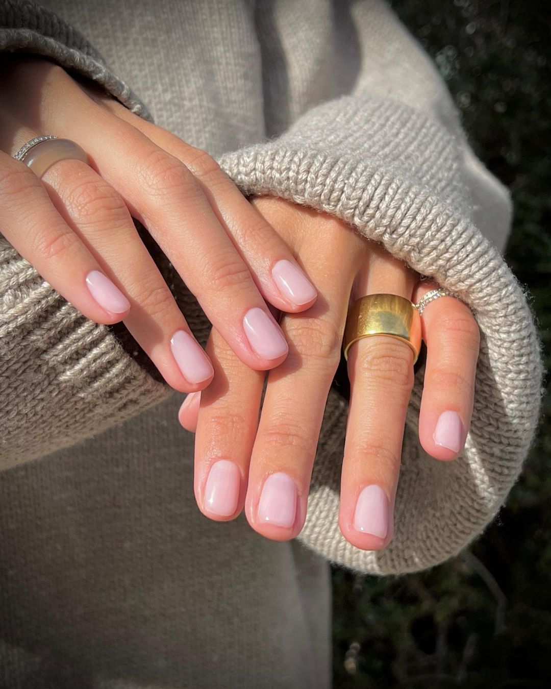 Cozy Glossy Light Pink Squares Cozy Glossy Light Pink Squares β Clean Girl Winter Nails