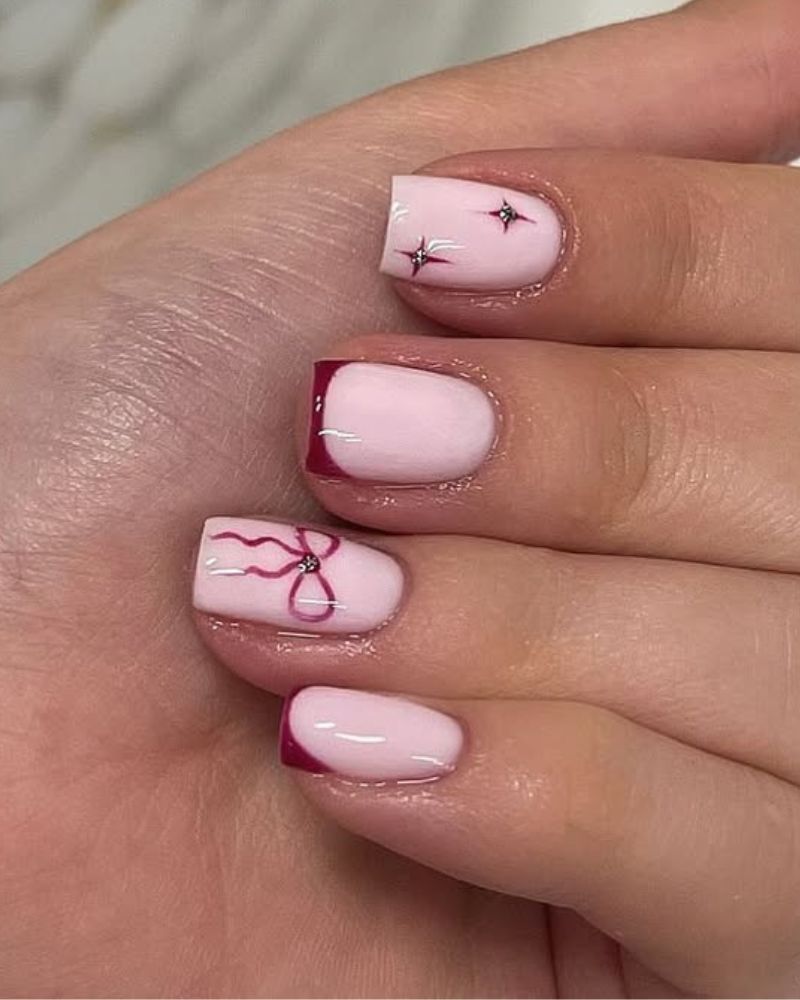 Winter Festive Visual Idea Winter Festive Visual Idea β Winter Bow Nails