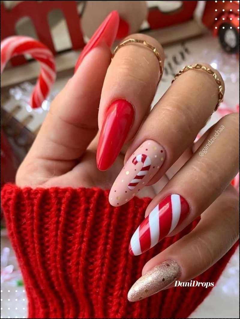 Long Stiletto Candy Cane Nails Long Stiletto Candy Cane Nails β Christmas Nail Trends 2026