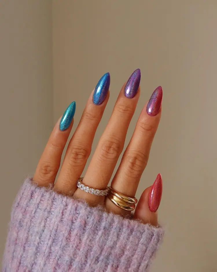 Jewel Tone Iridescent Shimmer Jewel Tone Iridescent Shimmer β Winter Wedding Nails