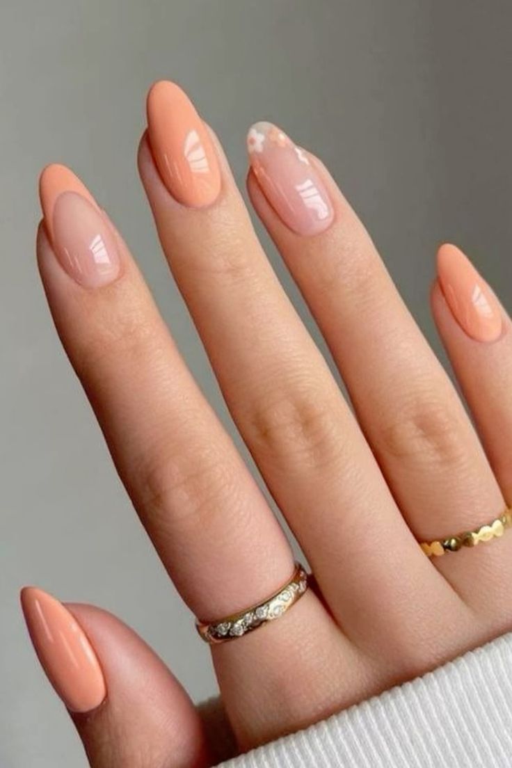 Small Floral Accent On One Nail Visual Idea Small Floral Accent On One Nail Visual Idea β Winter to Spring Transition Nails