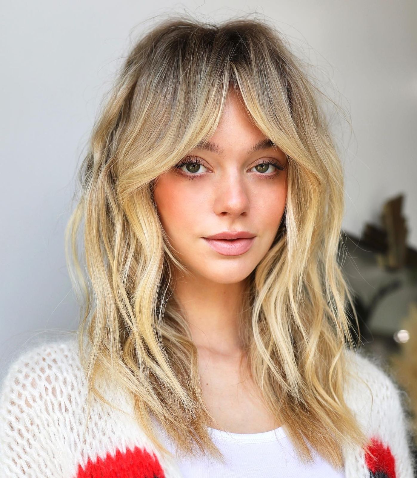 Lob With Curtain Bangs Ash Blonde — Winter Hair Colors for Pale Skin