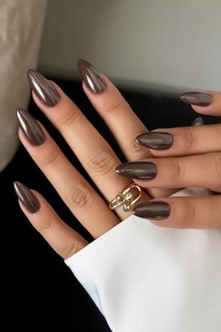 Metallic Brown Chrome Metallic Brown Chrome โ Classy Winter Nails