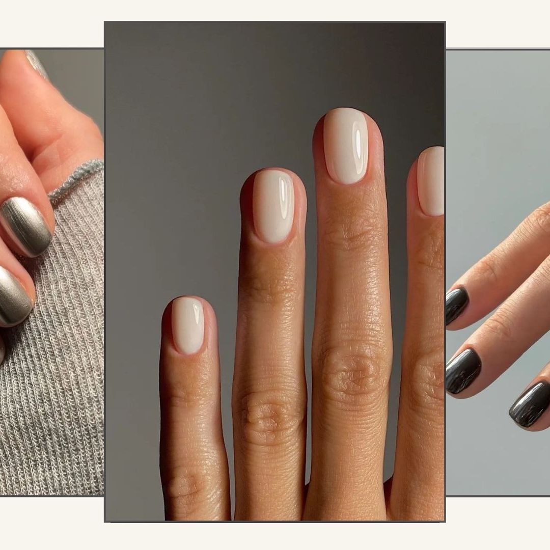 Metallic Silver and Grey Square Nails Metallic Silver and Grey Square Nails โ Winter Formal Nails