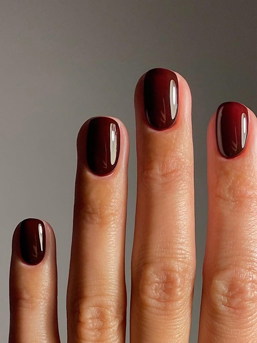 Deep Burgundy With A Subtle Gradient Visual Idea — Winter Nail Colors