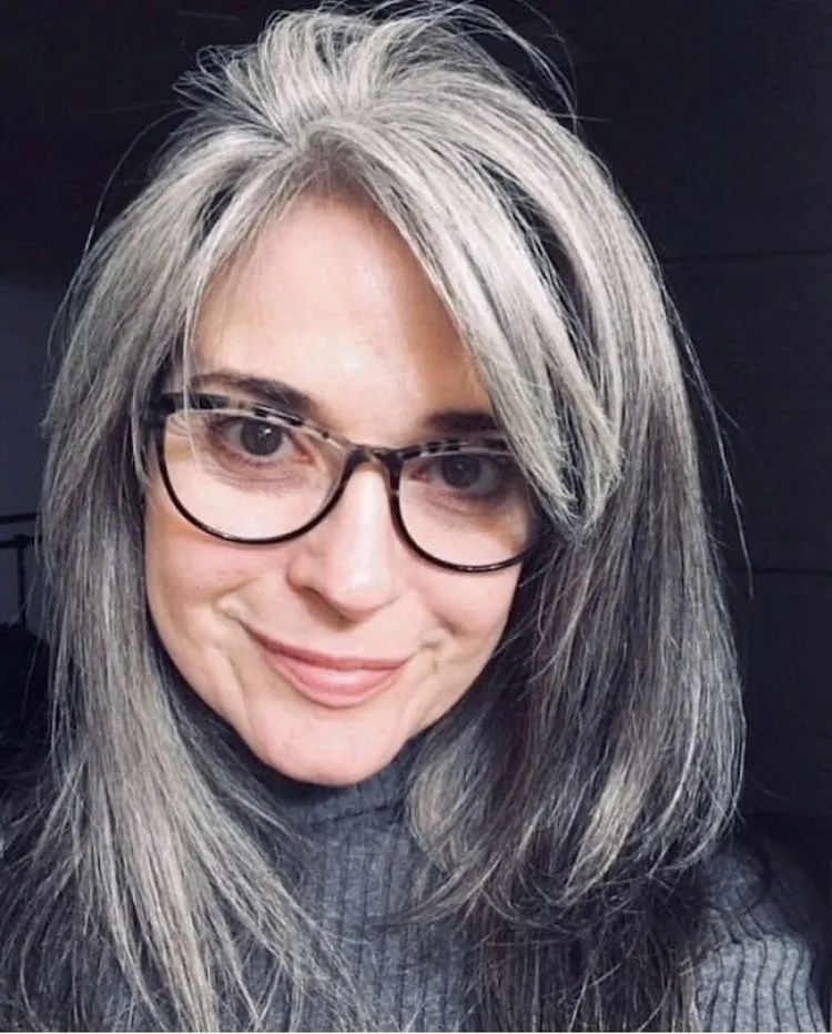 Side Swept Bangs Visual Idea — Reverse Balayage