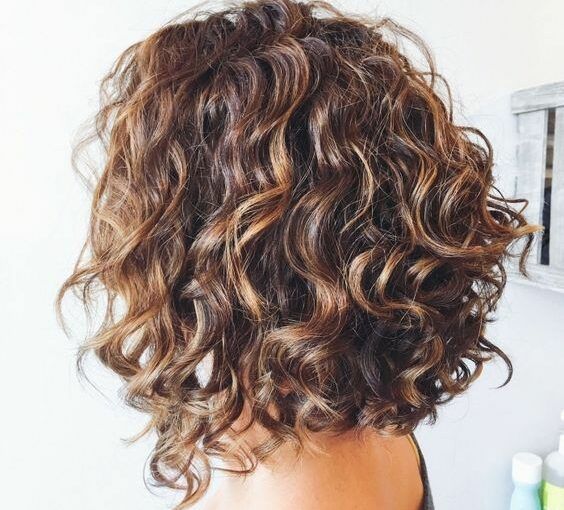 Dark Brown Bob With Caramel Highlights — Winter Hair Colors for Curly Hair