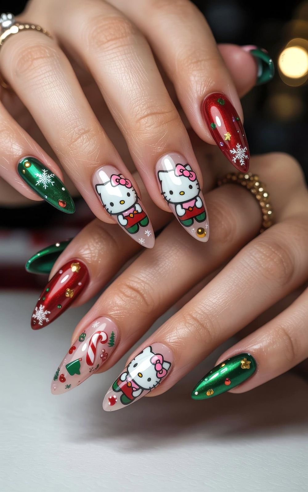 Long Almond Hello Kitty Christmas Tree Nails Long Almond Hello Kitty Christmas Tree Nails β Hello Kitty Christmas Nails 2026