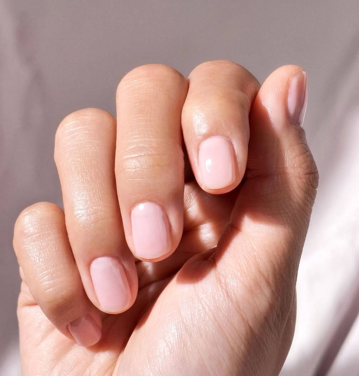 Glossy Pale Opaque Pink Medium Oval Glossy Pale Opaque Pink Medium Oval β Old Money Winter Nails