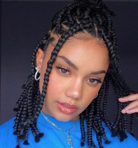 Collarbone Black Braids With Curly Ends Collarbone Black Braids With Curly Ends β Winter Knotless Braids
