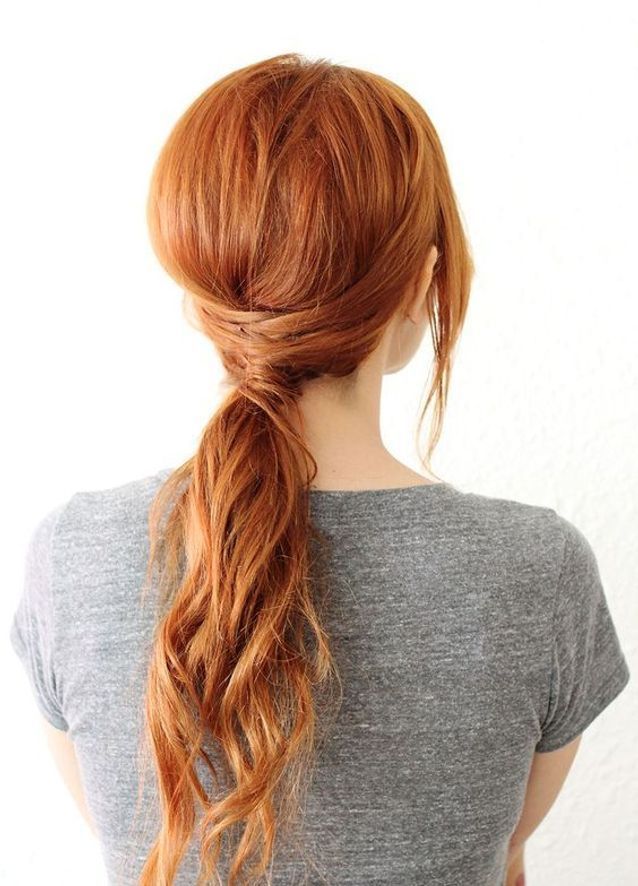 Vibrant Red-Orange Twisted Ponytail — Winter Ponytail Hairstyles