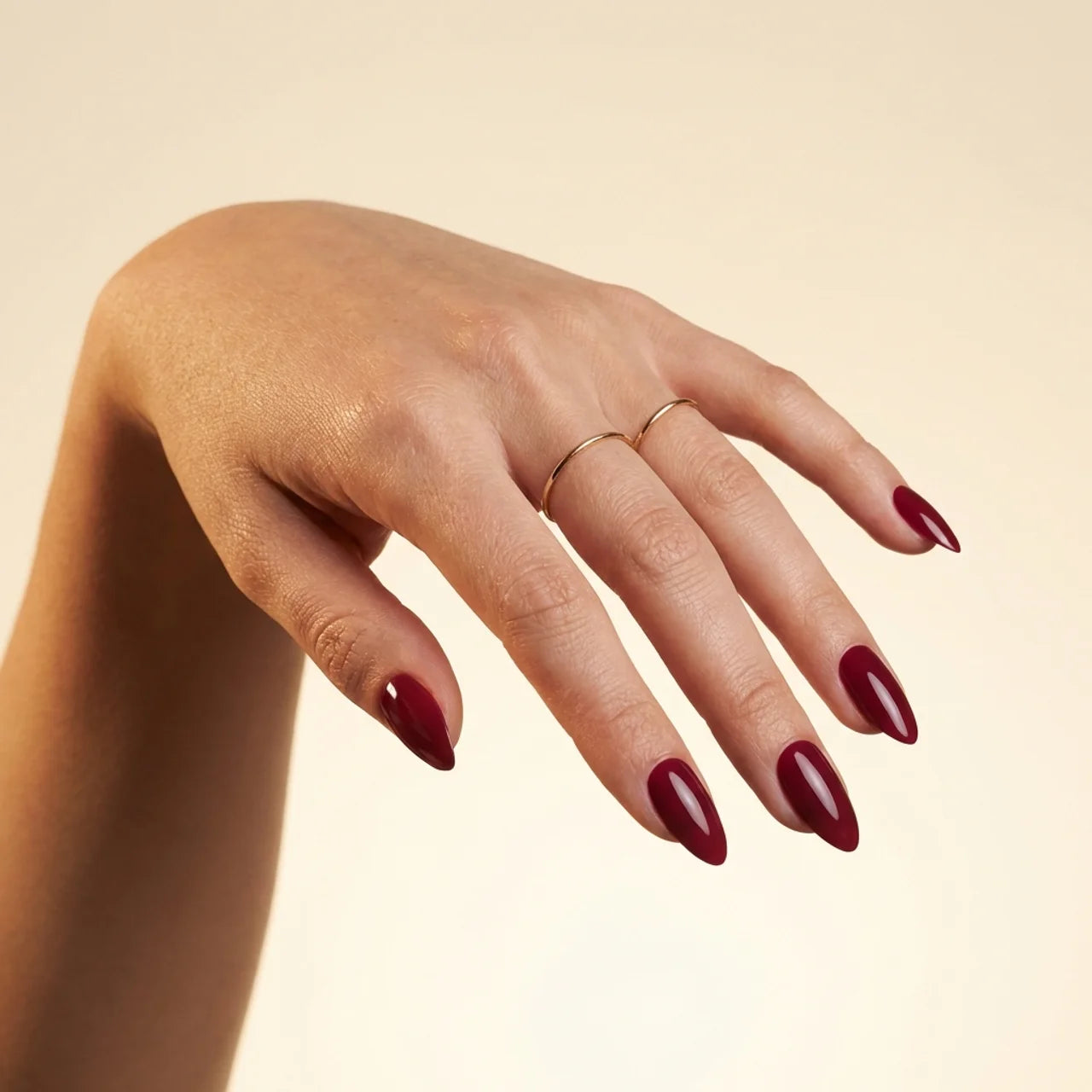 Rich Burgundy Glossy Almond Nails Rich Burgundy Glossy Almond Nails โ Winter Almond Nails