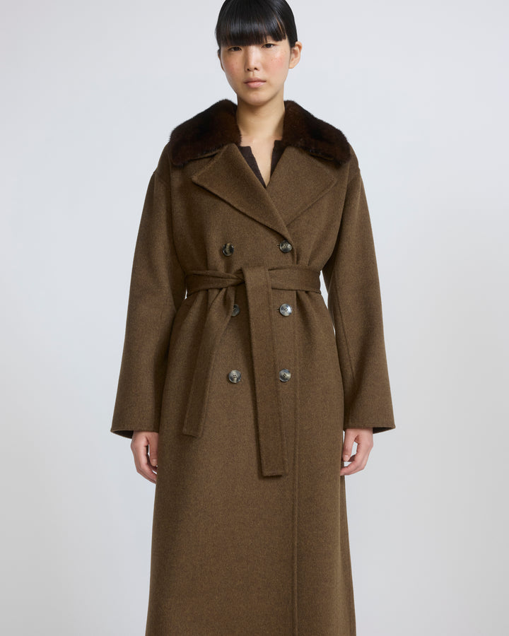 Brown Wool Car Coat with Fur Collar Brown Wool Car Coat with Fur Collar โ Car Coat Outfits