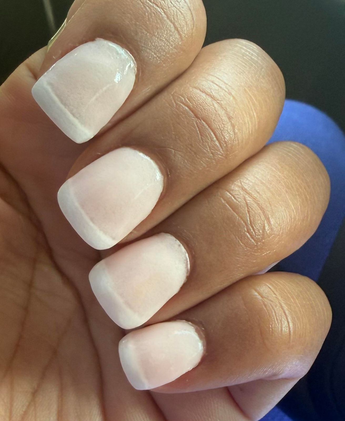 Classic French Manicure Short Square Nails — Winter Dip Powder Nails