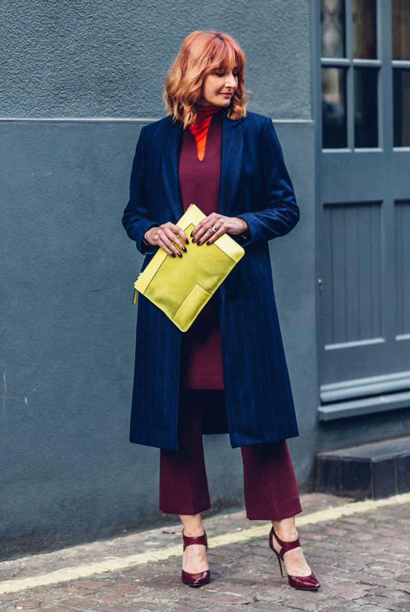 Burgundy Pointed-Toe Heels Outfit Idea — Winter Outfits for Moms