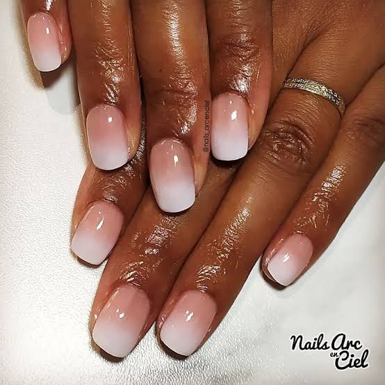 Short Square Nude Pink Ombre Nails Short Square Nude Pink Ombre Nails β Winter Nail Colors for Dark Skin