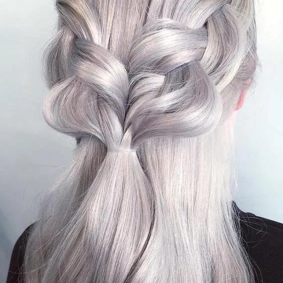 Ash Gray Fishtail Braid Ash Gray Fishtail Braid β Winter Haircuts for Gray Hair