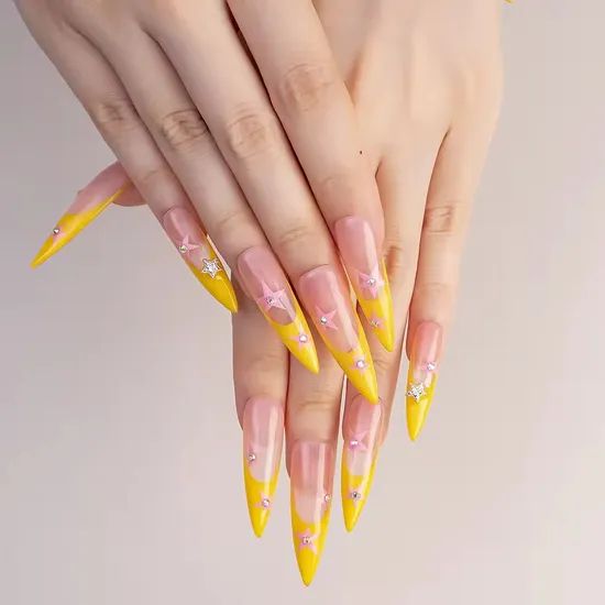 Rhinestones And Star Decals On All Nails Visual Idea Rhinestones And Star Decals On All Nails Visual Idea β New Years Stiletto Nails 2027