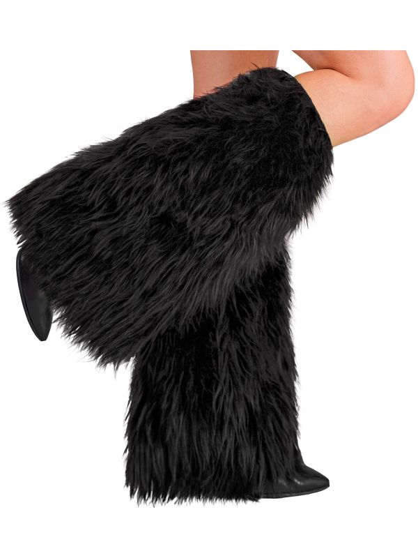 Costume Party Dramatic Black Faux Fur Leg Warmers for Parties — Leg Warmers Outfits