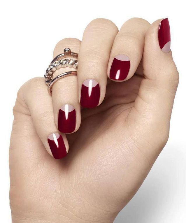 Burgundy Half Moon V-Tip Nails Burgundy Half Moon V-Tip Nails β Burgundy Nails