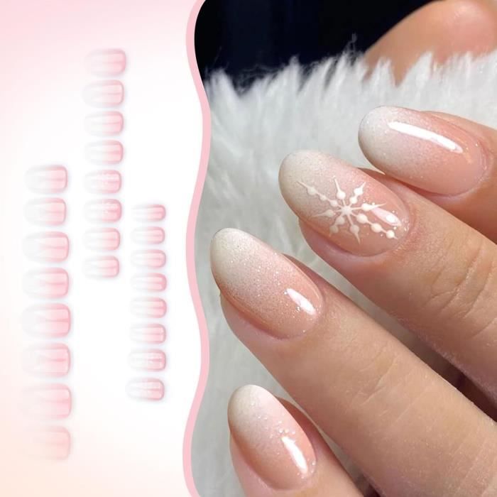 Nude To White Gradient With Snowflake Decal Nude To White Gradient With Snowflake Decal β Snowflake Nails