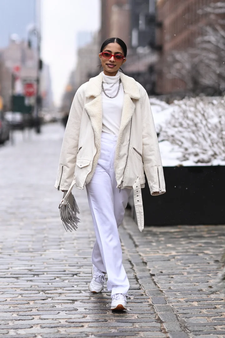 All-White Shearling Jacket for a Chic NYC Winter Look — NYC Winter Outfits