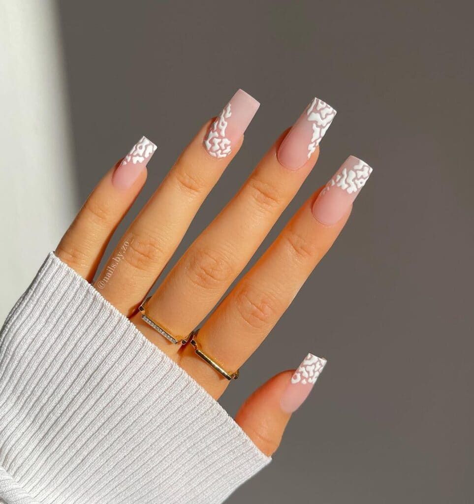 Abstract Frosty French Tip Nails Abstract Frosty French Tip Nails β Winter Square Nails