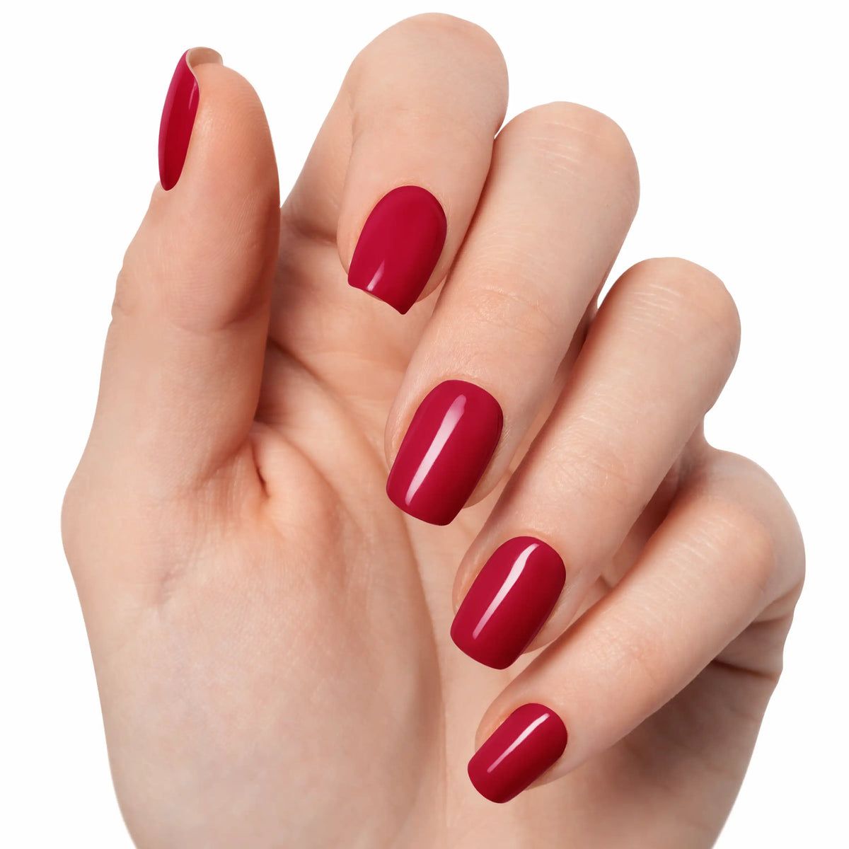 Short Square Deep Cherry Red Shimmer Short Square Deep Cherry Red Shimmer β Cherry Red Nails