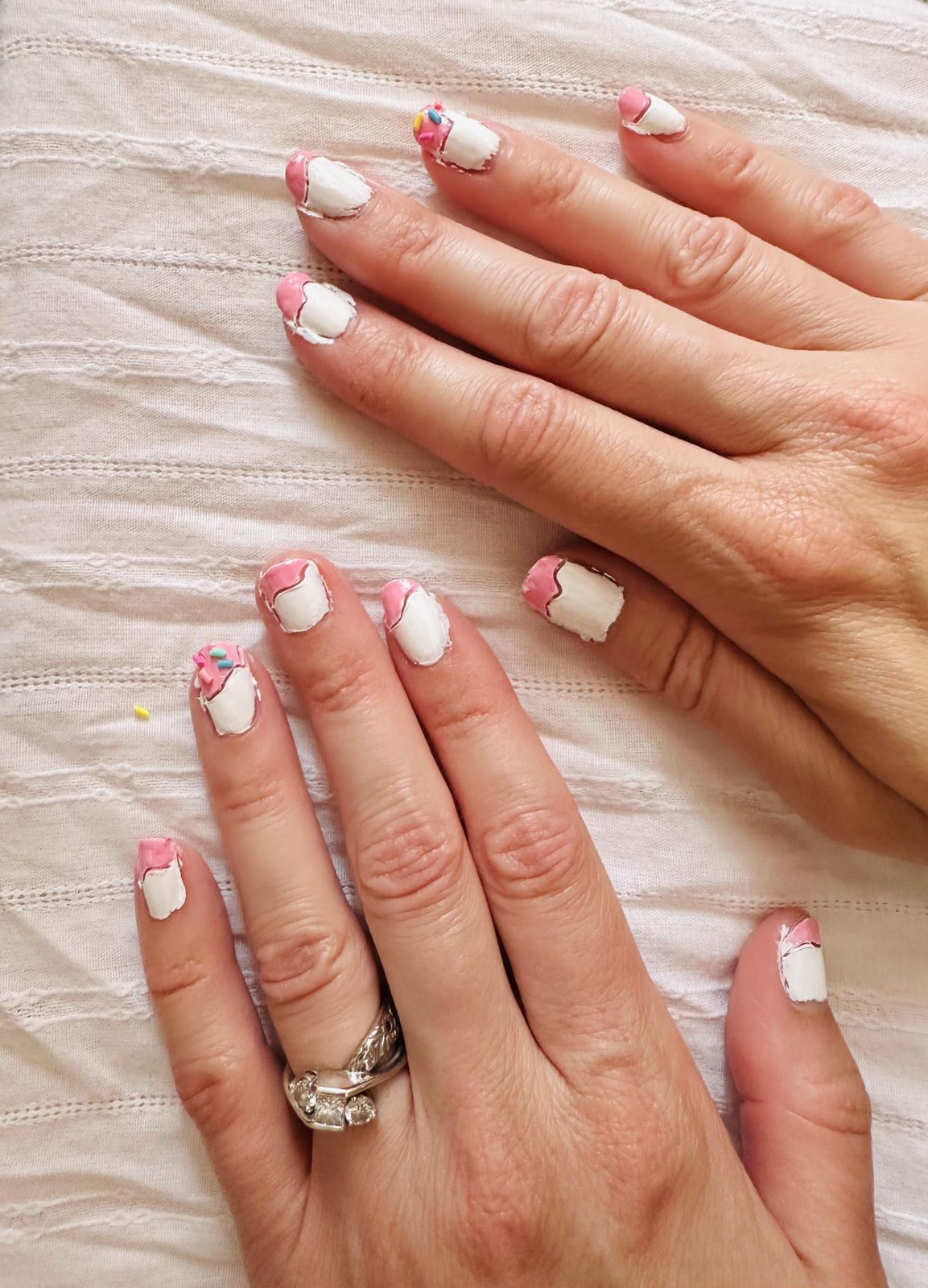 Playful Pink French Tip Dots Short Square Playful Pink French Tip Dots Short Square β Winter Nails for School