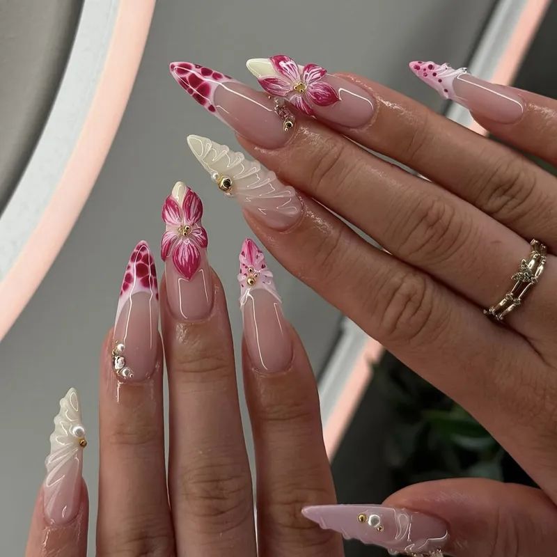Nude Pink Gradient French Stilettos Nude Pink Gradient French Stilettos β New Years Acrylic Nails 2027