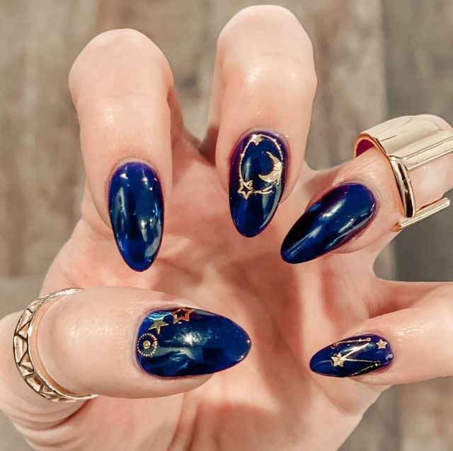 Celestial Visual Idea Celestial Visual Idea β Navy Blue Nails