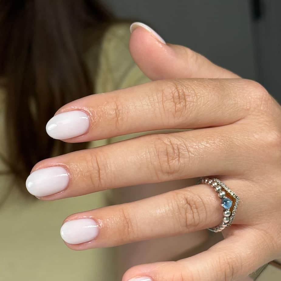 Opaque Milky White Glossy Short Ovals Opaque Milky White Glossy Short Ovals β Simple Winter Nails